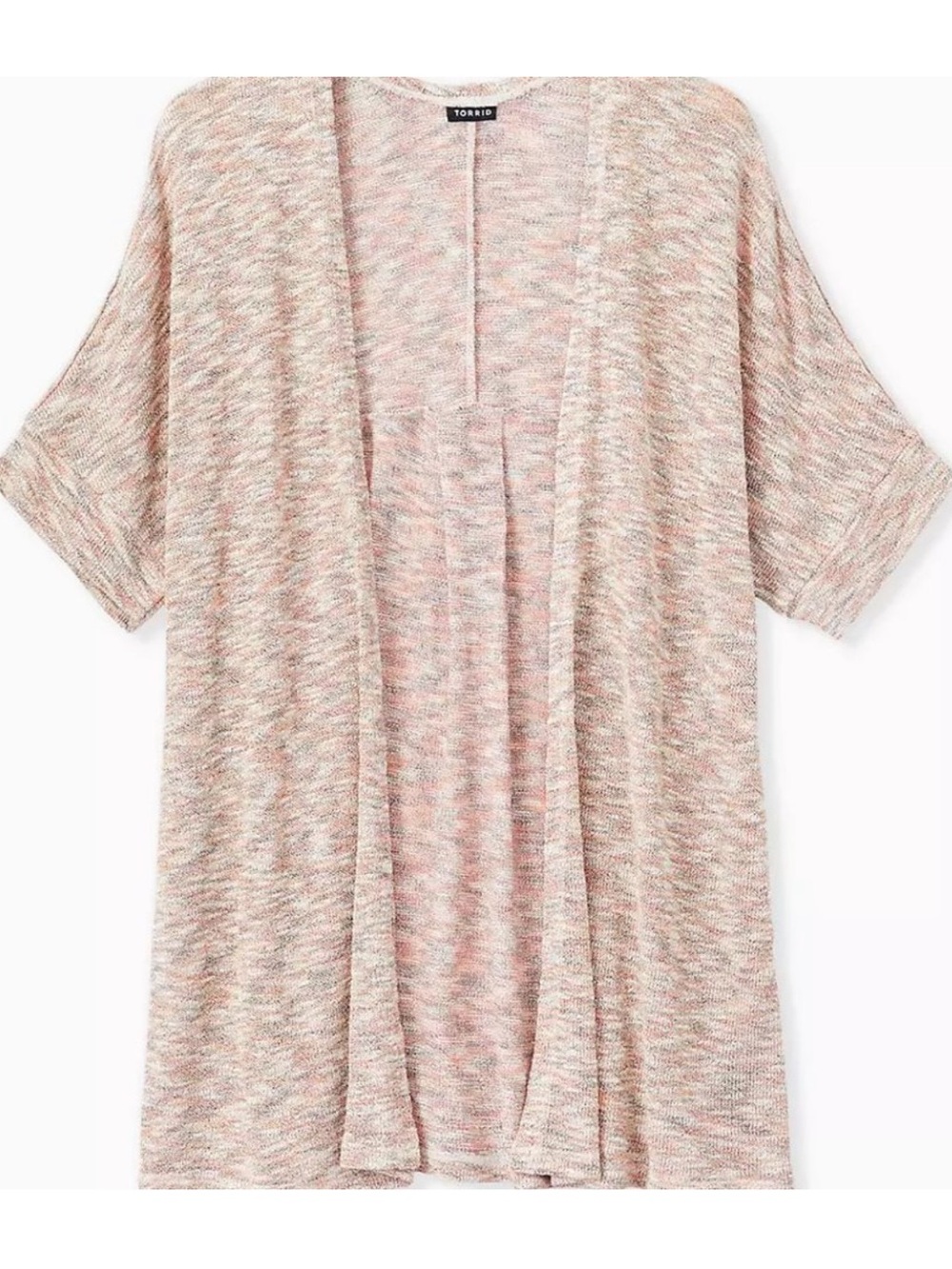 NWT torrid Spacedye Hacci Dolman Blush Multi Colored Sparkly Open Cardigan